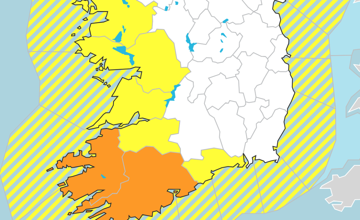 Met Éireann's Status Orange Rain warning for Cork kicks in at midnight ...
